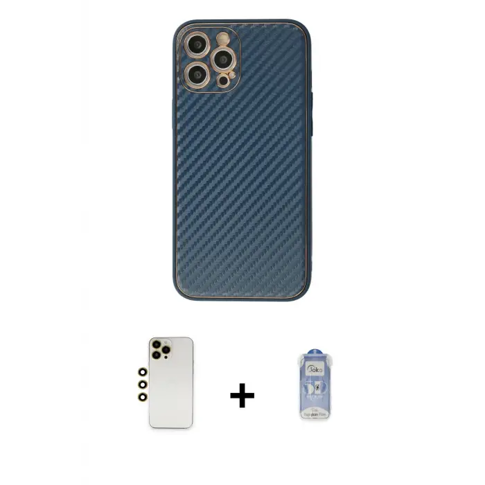 ieg™ iPhone 12 Pro Max Kılıf Ahenk Işık - Siyah Joko Magic 5D Cam + Shine Kamera Lens - GD