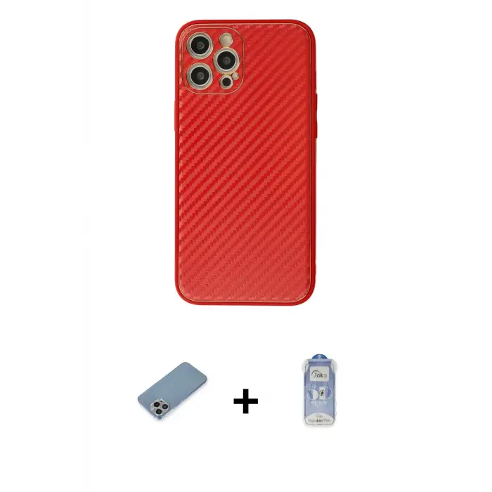 ieg™ iPhone 12 Pro Max Kılıf Ahenk Işık - Siyah Joko Magic 5D Cam + Shine Kamera Lens Koruma Cam - GI