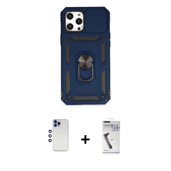 ieg™ iPhone 12 Pro Max Kılıf Ahenk Klasik - Şeffaf Uv Polymer Nano Ekran Koruyucu + Shine Kamera Lens - LT