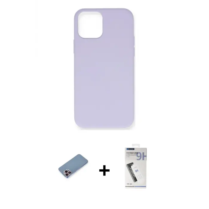 ieg™ iPhone 12 Pro Max Kılıf Ahenk Serisi - Şeffaf Uv Polymer Nano Ekran Koruyucu + Shine Kamera Lens Koruma Cam - PE