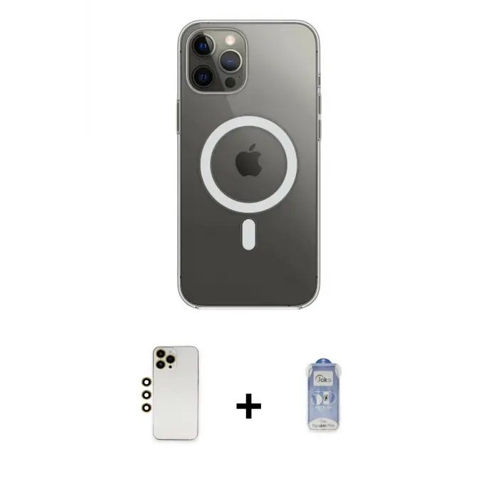 ieg™ iPhone 12 Pro Max Kılıf Ahenk Yansıma Prime - Siyah Joko Magic 5D Cam + Shine Kamera Lens - GD