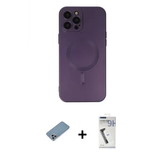 ieg™ iPhone 12 Pro Max Kılıf Akış Minimal Özel Seri - Şeffaf Uv Polymer Nano Ekran Koruyucu + Shine Kamera Lens Koruma Cam - GI
