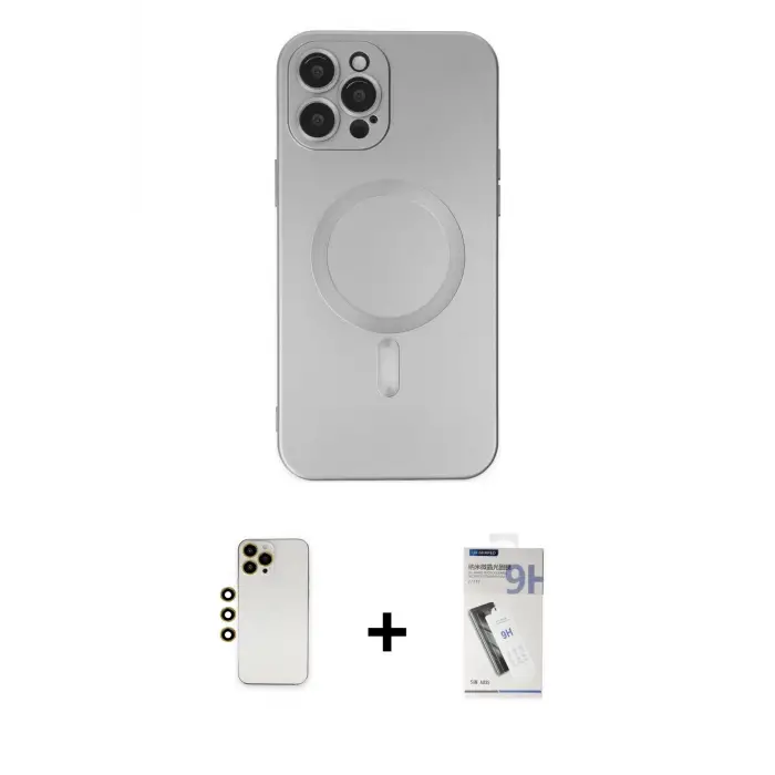 ieg™ iPhone 12 Pro Max Kılıf Akış Minimal Özel Seri - Şeffaf Uv Polymer Nano Ekran Koruyucu + Shine Kamera Lens - GD