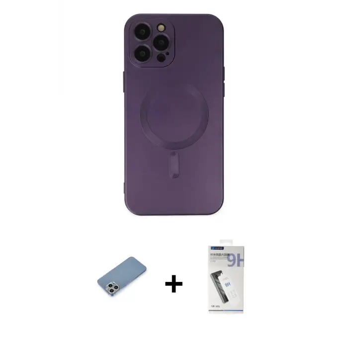 ieg™ iPhone 12 Pro Max Kılıf Akış Minimal Özel Seri - Şeffaf Uv Polymer Nano Ekran Koruyucu + Shine Kamera Lens Koruma Cam - GS