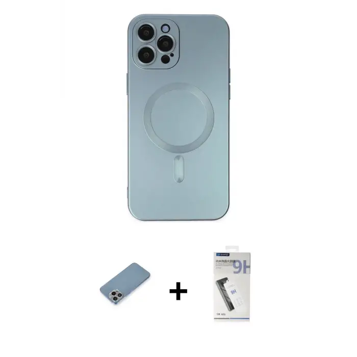 ieg™ iPhone 12 Pro Max Kılıf Akış Minimal Özel Seri - Şeffaf Uv Polymer Nano Ekran Koruyucu + Shine Kamera Lens Koruma Cam - GI