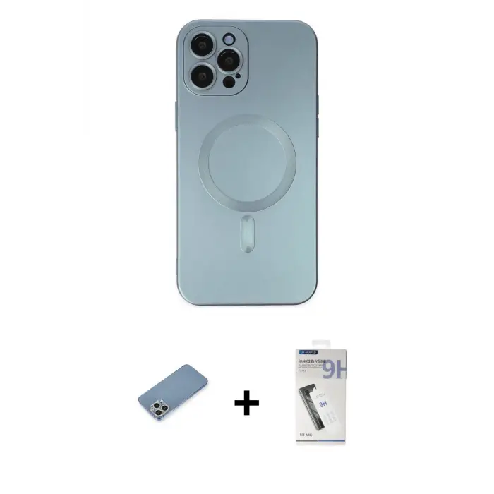 ieg™ iPhone 12 Pro Max Kılıf Akış Minimal Özel Seri - Şeffaf Uv Polymer Nano Ekran Koruyucu + Shine Kamera Lens Koruma Cam - GS