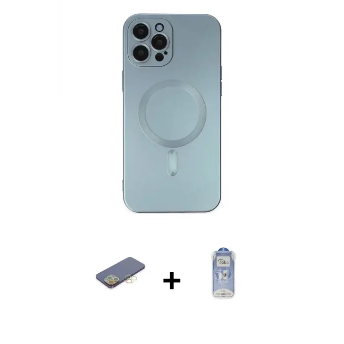 ieg™ iPhone 12 Pro Max Kılıf Akış Minimal Özel Seri - Siyah Joko Magic 5D Cam + Renkli Kamera Lens Koruma Cam - SI