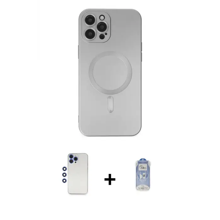 ieg™ iPhone 12 Pro Max Kılıf Akış Minimal Özel Seri - Siyah Joko Magic 5D Cam + Shine Kamera Lens - LT