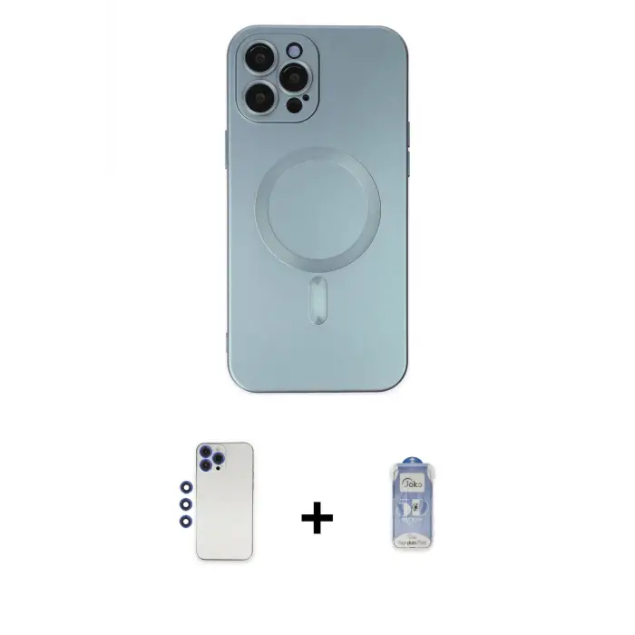 ieg™ iPhone 12 Pro Max Kılıf Akış Minimal Özel Seri - Siyah Joko Magic 5D Cam + Shine Kamera Lens - LT