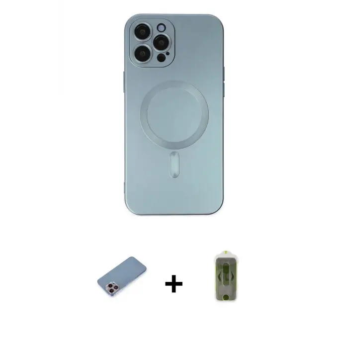 ieg™ iPhone 12 Pro Max Kılıf Akış Minimal Özel Seri - Siyah Joko Magic 5D Hayalet Cam + Shine Kamera Lens Koruma Cam - PE