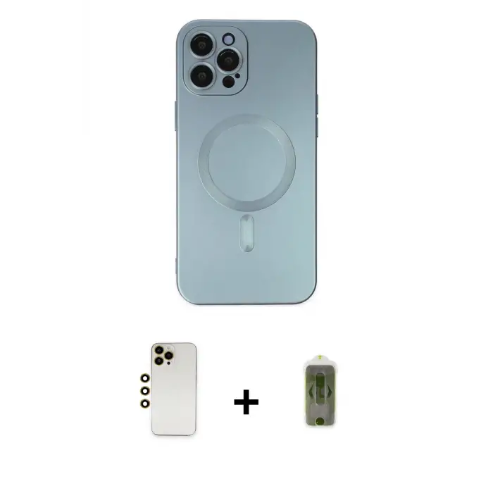 ieg™ iPhone 12 Pro Max Kılıf Akış Minimal Özel Seri - Siyah Joko Magic 5D Hayalet Cam + Shine Kamera Lens - GD