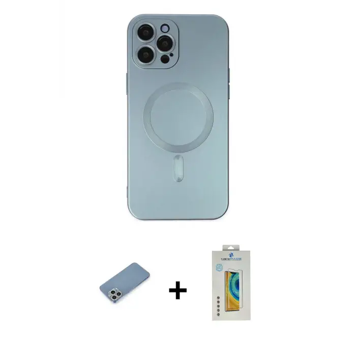 ieg™ iPhone 12 Pro Max Kılıf Akış Minimal Özel Seri - Siyah Polymer Nano Ekran Koruyucu + Shine Kamera Lens Koruma Cam - GS