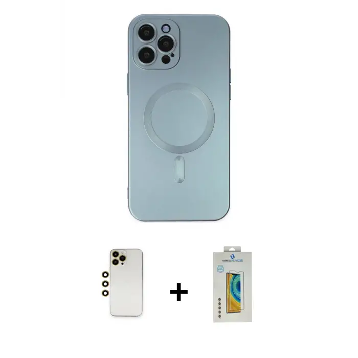 ieg™ iPhone 12 Pro Max Kılıf Akış Minimal Özel Seri - Siyah Polymer Nano Ekran Koruyucu + Shine Kamera Lens - GD