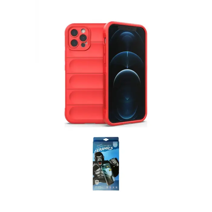 ieg™ iPhone 12 Pro Max Kılıf Atlas Koleksiyonu - Siyah 34D Izgaralı Cam