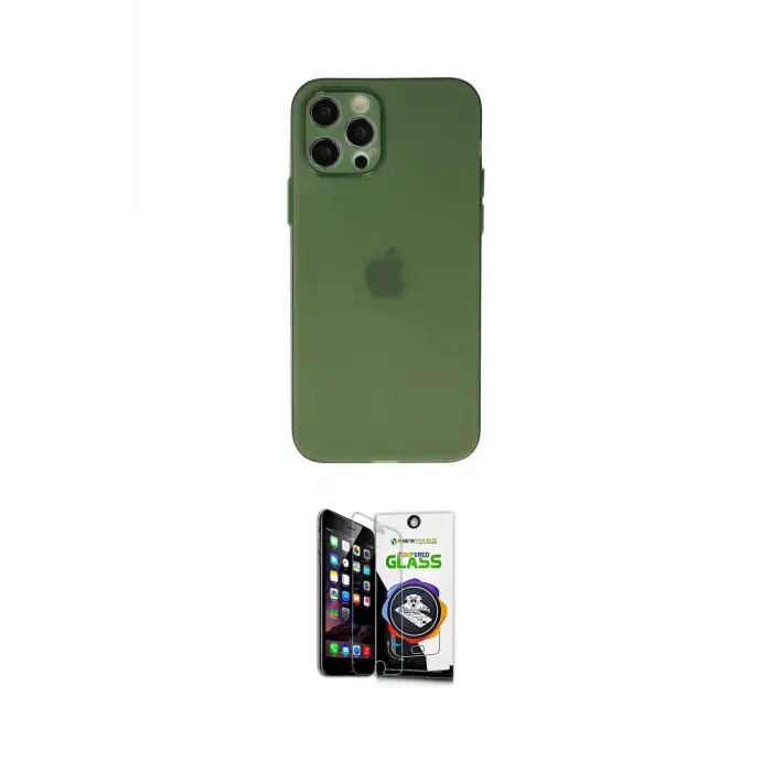 ieg™ iPhone 12 Pro Max Kılıf Atlas Minimal Prime - Şeffaf Temperli Cam Ekran Koruyucu