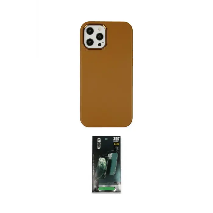 ieg™ iPhone 12 Pro Max Kılıf Çekirdek Çizgi - Siyah 360 Mat Full Body Arka Koruyucu