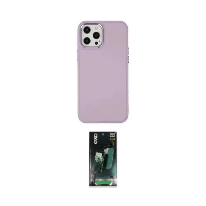 ieg™ iPhone 12 Pro Max Kılıf Çekirdek Çizgi - Siyah 360 Mat Full Body Arka Koruyucu