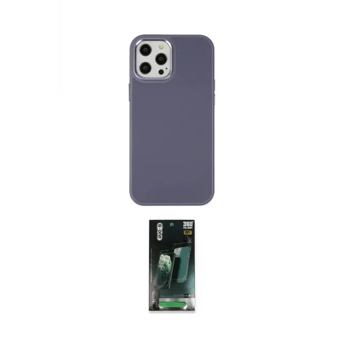 ieg™ iPhone 12 Pro Max Kılıf Çekirdek Çizgi - Siyah 360 Mat Full Body Arka Koruyucu