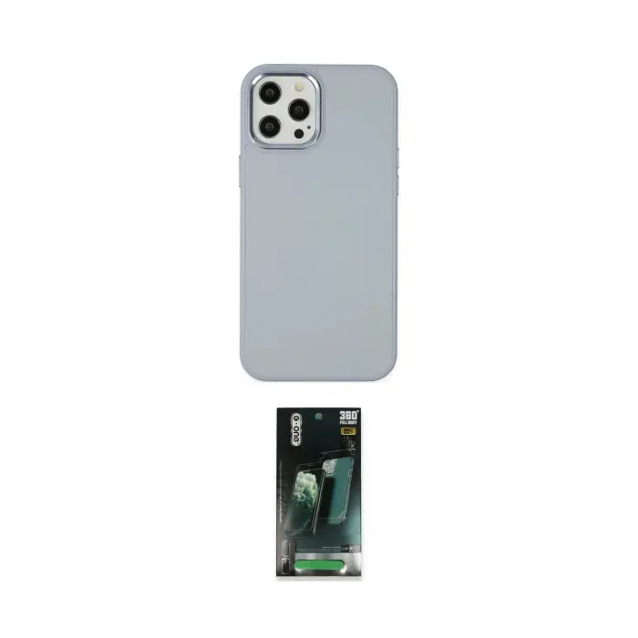 ieg™ iPhone 12 Pro Max Kılıf Çekirdek Çizgi - Siyah 360 Mat Full Body Arka Koruyucu