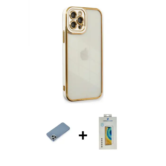 ieg™ iPhone 12 Pro Max Kılıf Çekirdek Klasik Serisi - Siyah Polymer Nano Ekran Koruyucu + Shine Kamera Lens Koruma Cam - GS