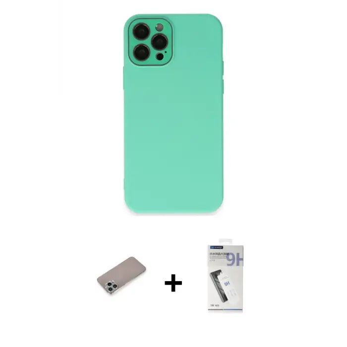 ieg™ iPhone 12 Pro Max Kılıf Çekirdek Modern Serisi - Şeffaf Uv Polymer Nano Ekran Koruyucu + Shine Kamera Lens Koruma Cam - SABE