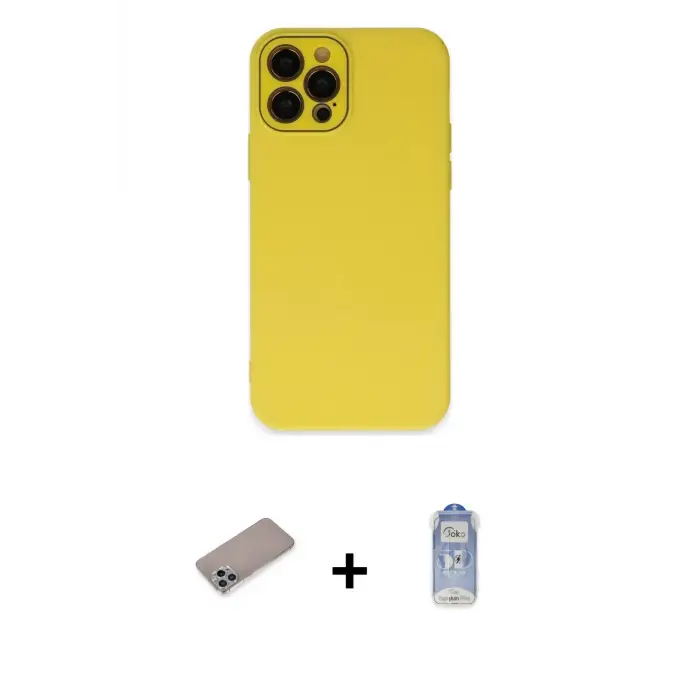 ieg™ iPhone 12 Pro Max Kılıf Çekirdek Modern Serisi - Siyah Joko Magic 5D Cam + Shine Kamera Lens Koruma Cam - SABE