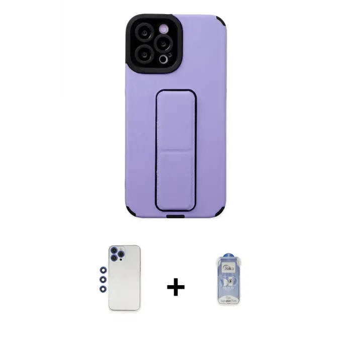 ieg™ iPhone 12 Pro Max Kılıf Çekirdek Yansıma - Siyah Joko Magic 5D Cam + Shine Kamera Lens - LT