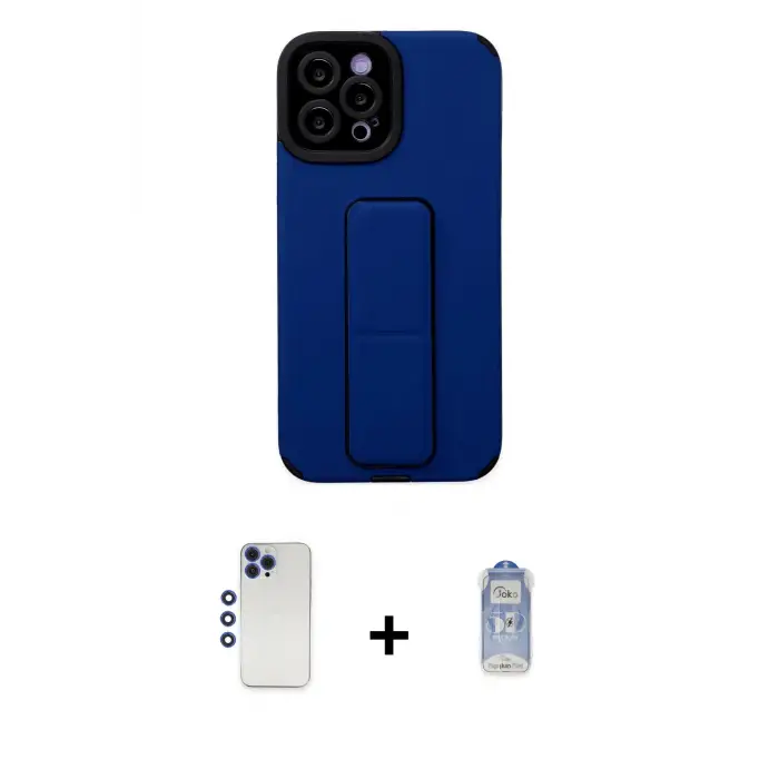 ieg™ iPhone 12 Pro Max Kılıf Çekirdek Yansıma - Siyah Joko Magic 5D Cam + Shine Kamera Lens - LT