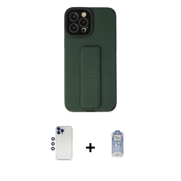 ieg™ iPhone 12 Pro Max Kılıf Çekirdek Yansıma - Siyah Joko Magic 5D Cam + Shine Kamera Lens - LT