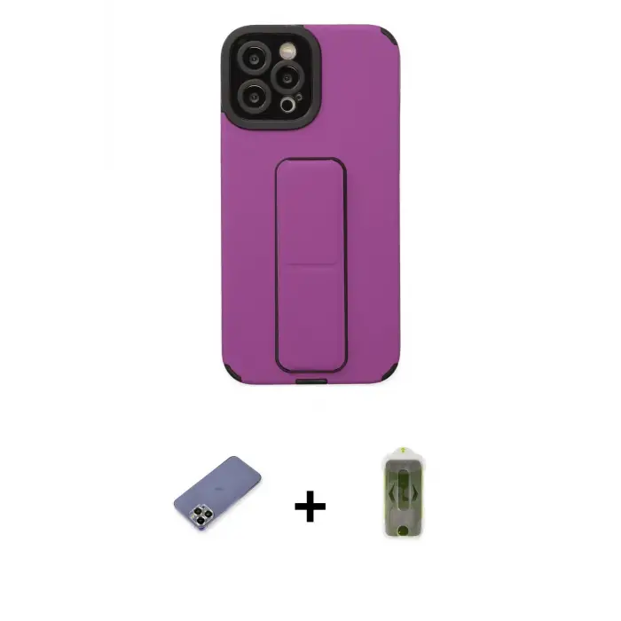 ieg™ iPhone 12 Pro Max Kılıf Çekirdek Yansıma - Siyah Joko Magic 5D Hayalet Cam + Metal Kamera Lens Koruma Cam - GD