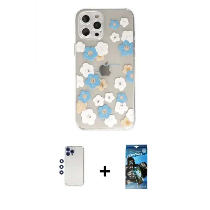ieg™ iPhone 12 Pro Max Kılıf Eksen Asil Prime - Siyah 34D Izgaralı Cam + Shine Kamera Lens - LT