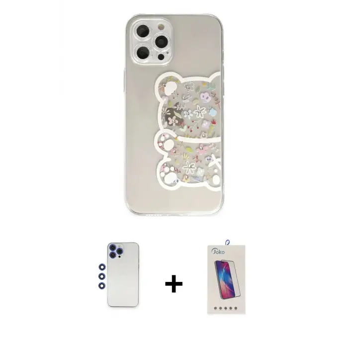 ieg™ iPhone 12 Pro Max Kılıf Eksen Asil Prime - Siyah Joko 5D Cam + Shine Kamera Lens - LT