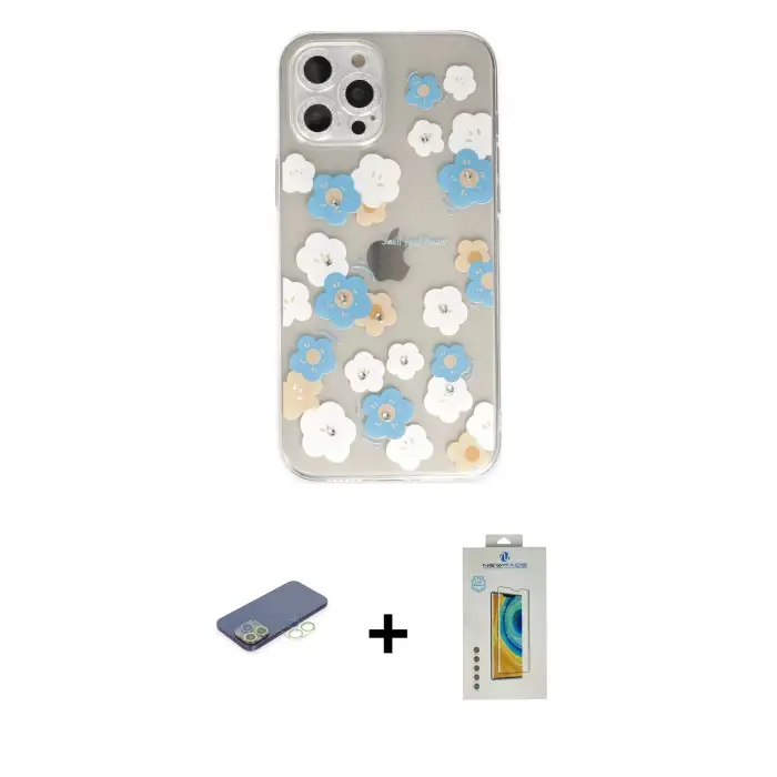 ieg™ iPhone 12 Pro Max Kılıf Eksen Asil Prime - Siyah Polymer Nano Ekran Koruyucu + Renkli Kamera Lens Koruma Cam - YL
