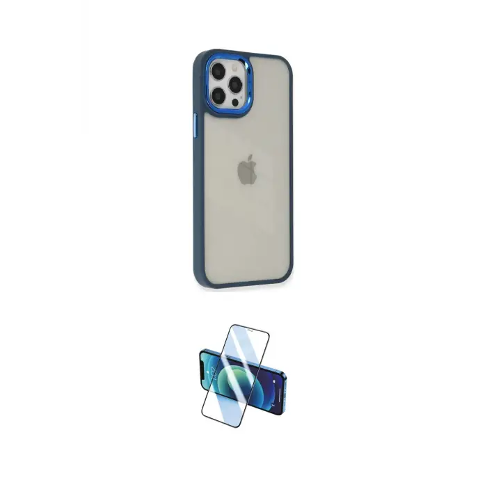 ieg™ iPhone 12 Pro Max Kılıf Eksen Doku Prime - Siyah 3D Antistatik Seramik Nano Ekran Koruyucu