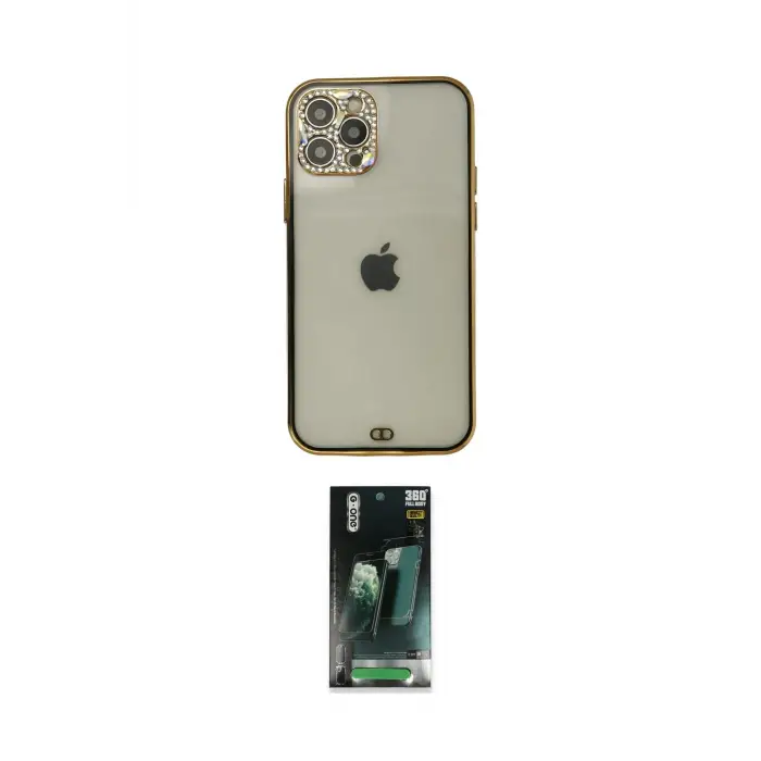 ieg™ iPhone 12 Pro Max Kılıf Eksen Minimal Koleksiyonu - Siyah 360 Mat Full Body Arka Koruyucu