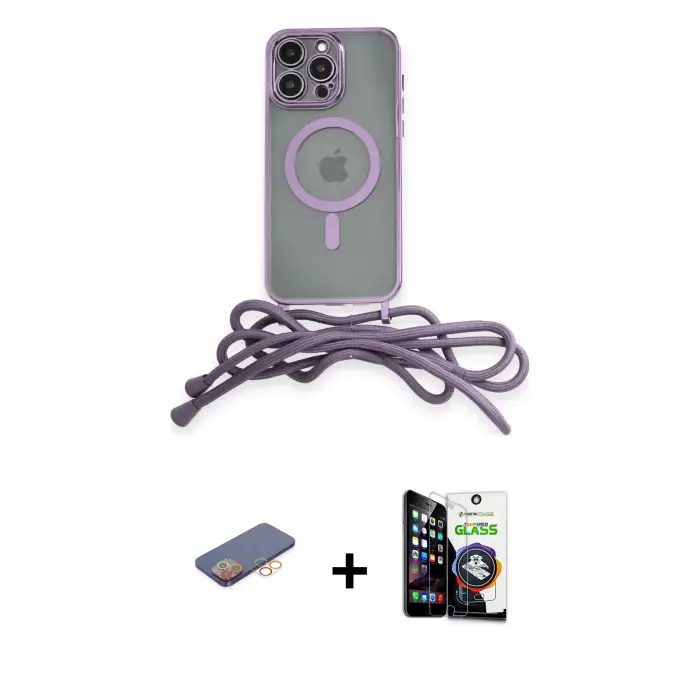 ieg™ iPhone 12 Pro Max Kılıf Eksen Özel Seri - Şeffaf Temperli Cam Ekran Koruyucu + Renkli Kamera Lens Koruma Cam - TU