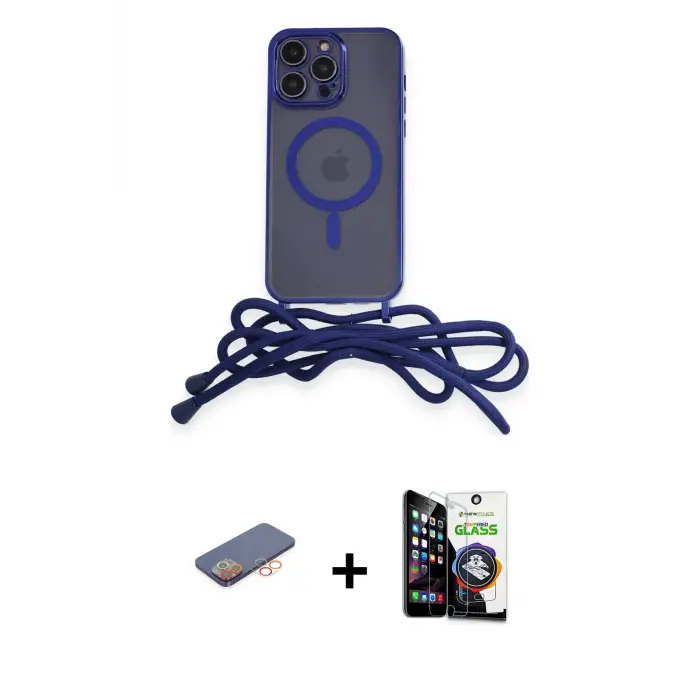 ieg™ iPhone 12 Pro Max Kılıf Eksen Özel Seri - Şeffaf Temperli Cam Ekran Koruyucu + Renkli Kamera Lens Koruma Cam - TU