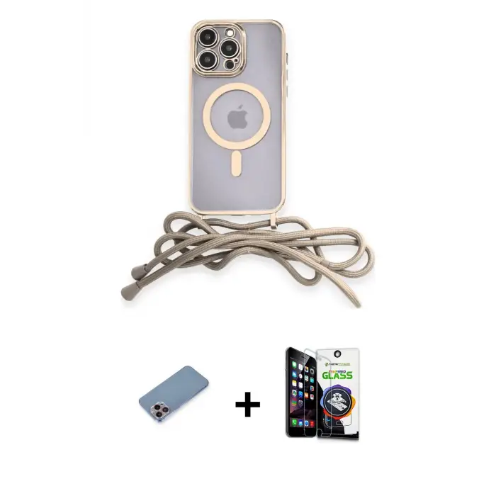 ieg™ iPhone 12 Pro Max Kılıf Eksen Özel Seri - Şeffaf Temperli Cam Ekran Koruyucu + Shine Kamera Lens Koruma Cam - PE