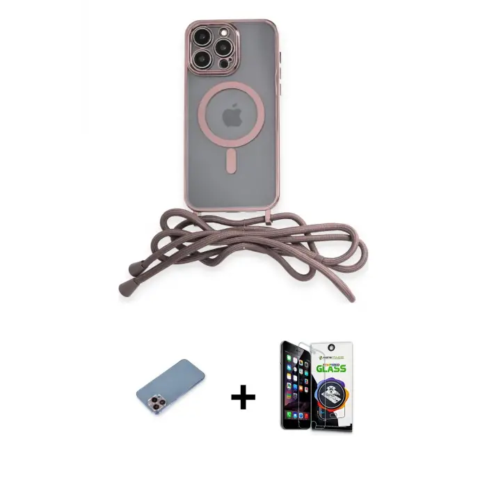 ieg™ iPhone 12 Pro Max Kılıf Eksen Özel Seri - Şeffaf Temperli Cam Ekran Koruyucu + Shine Kamera Lens Koruma Cam - PE