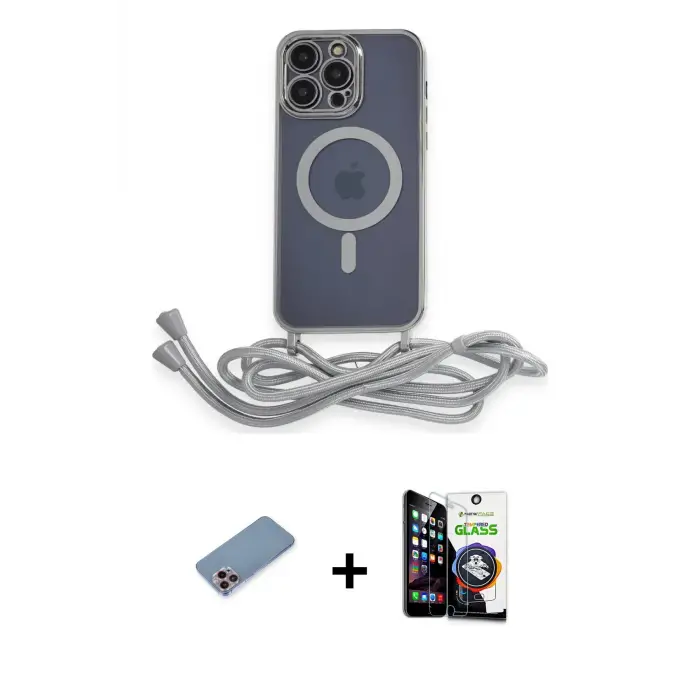 ieg™ iPhone 12 Pro Max Kılıf Eksen Özel Seri - Şeffaf Temperli Cam Ekran Koruyucu + Shine Kamera Lens Koruma Cam - PE