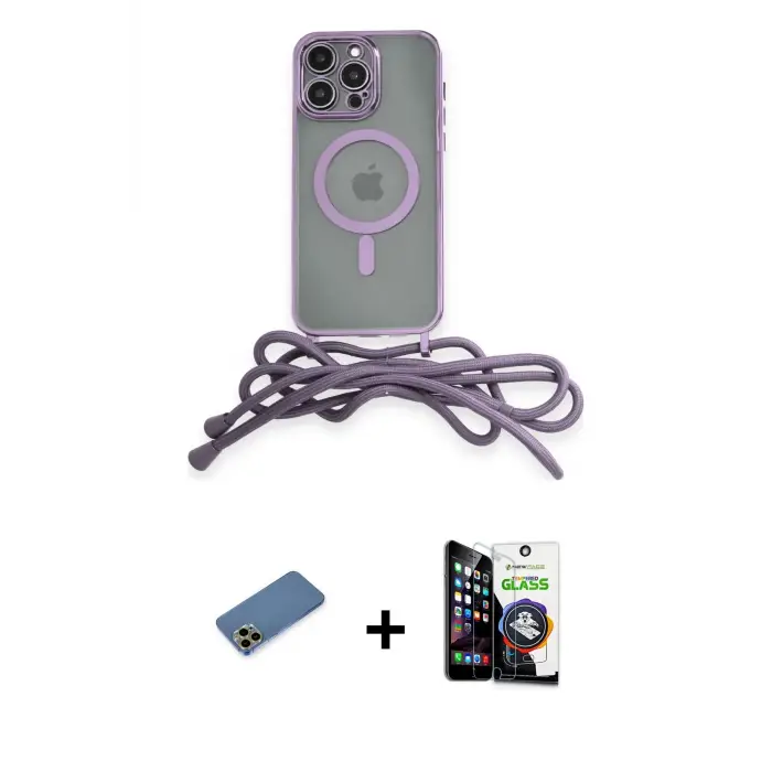 ieg™ iPhone 12 Pro Max Kılıf Eksen Özel Seri - Şeffaf Temperli Cam Ekran Koruyucu + Shine Kamera Lens Koruma Cam - GD