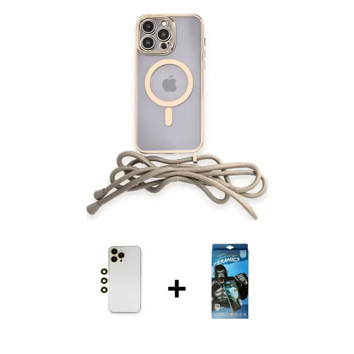 ieg™ iPhone 12 Pro Max Kılıf Eksen Özel Seri - Siyah 34D Izgaralı Cam + Shine Kamera Lens - GD