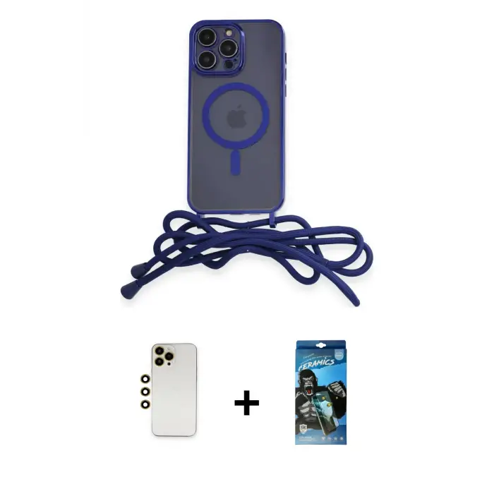 ieg™ iPhone 12 Pro Max Kılıf Eksen Özel Seri - Siyah 34D Izgaralı Cam + Shine Kamera Lens - GD