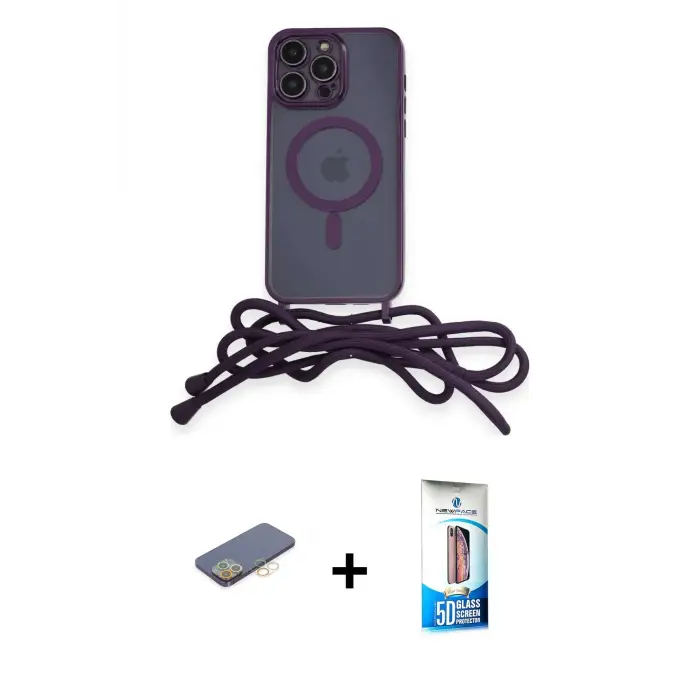 ieg™ iPhone 12 Pro Max Kılıf Eksen Özel Seri - Siyah 5D Eko Cam Ekran Koruyucu + Renkli Kamera Lens Koruma Cam - SI