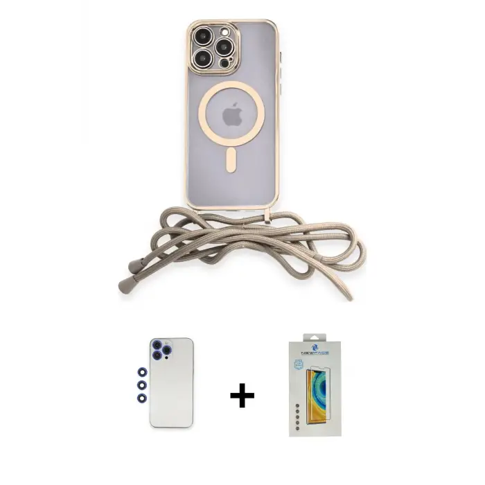 ieg™ iPhone 12 Pro Max Kılıf Eksen Özel Seri - Siyah Polymer Nano Ekran Koruyucu + Shine Kamera Lens - LT