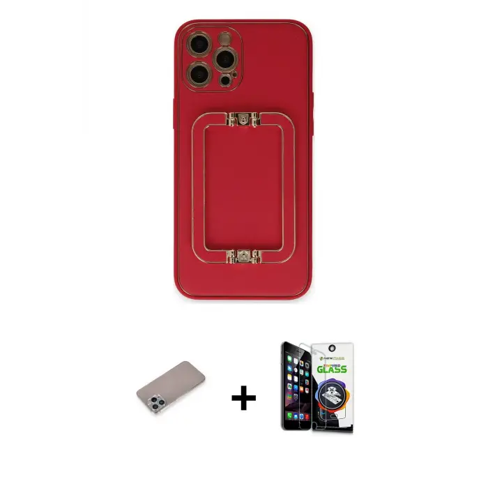 ieg™ iPhone 12 Pro Max Kılıf Kozmos Minimal Prime - Şeffaf Temperli Cam Ekran Koruyucu + Shine Kamera Lens Koruma Cam - SABE