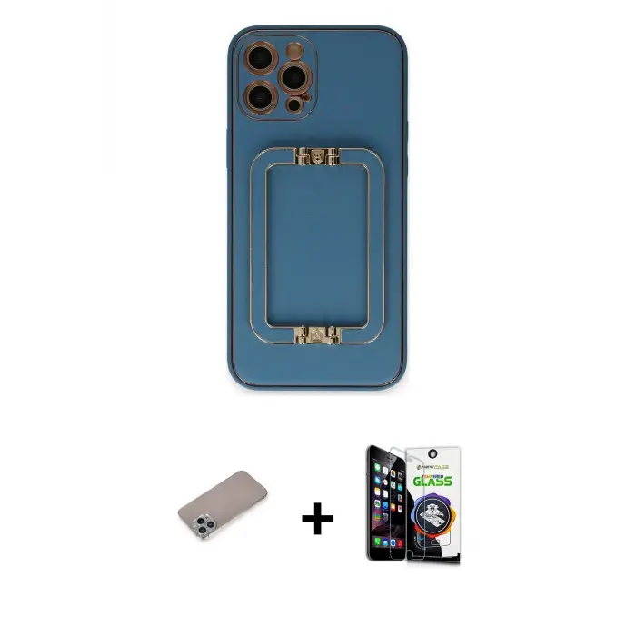 ieg™ iPhone 12 Pro Max Kılıf Kozmos Minimal Prime - Şeffaf Temperli Cam Ekran Koruyucu + Shine Kamera Lens Koruma Cam - SABE