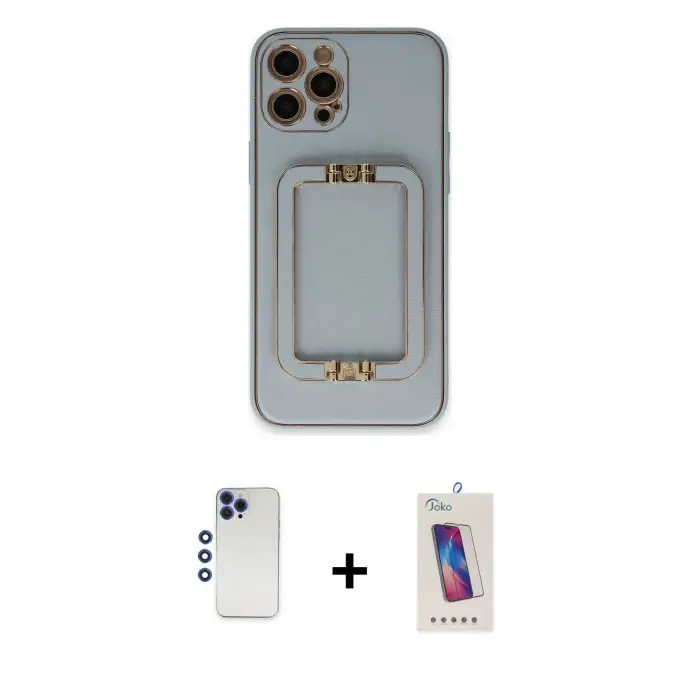 ieg™ iPhone 12 Pro Max Kılıf Kozmos Minimal Prime - Siyah Joko 5D Cam + Shine Kamera Lens - LT