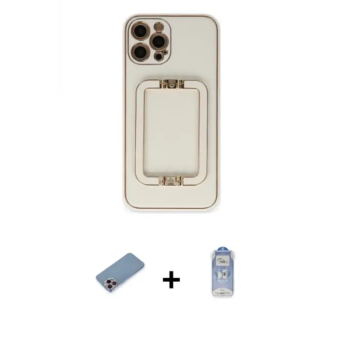ieg™ iPhone 12 Pro Max Kılıf Kozmos Minimal Prime - Siyah Joko Magic 5D Cam + Shine Kamera Lens Koruma Cam - PE