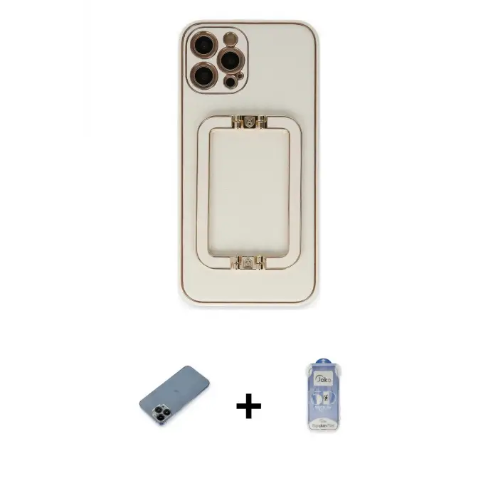 ieg™ iPhone 12 Pro Max Kılıf Kozmos Minimal Prime - Siyah Joko Magic 5D Cam + Shine Kamera Lens Koruma Cam - SH